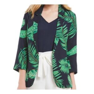 Skies Are Blue Women's Open Blazer Black Tropical Lightweight Summer Size‎ L